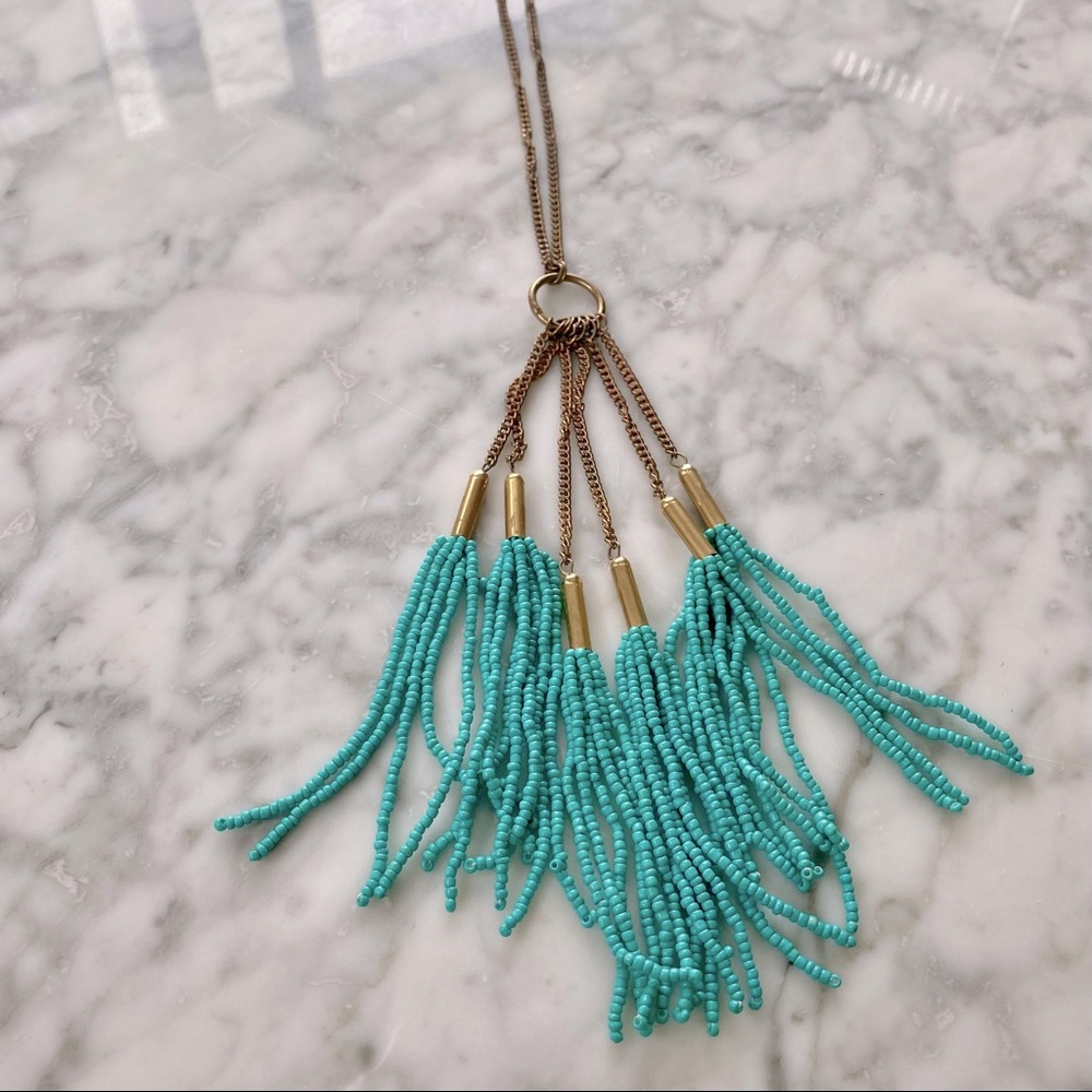 BOHO LONG PENDANT NECKLACE with TURQUOISE